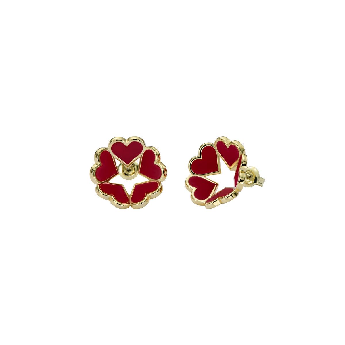 Ted Baker Gold Hollie Enamel Heart Star Red Stud Earrings
