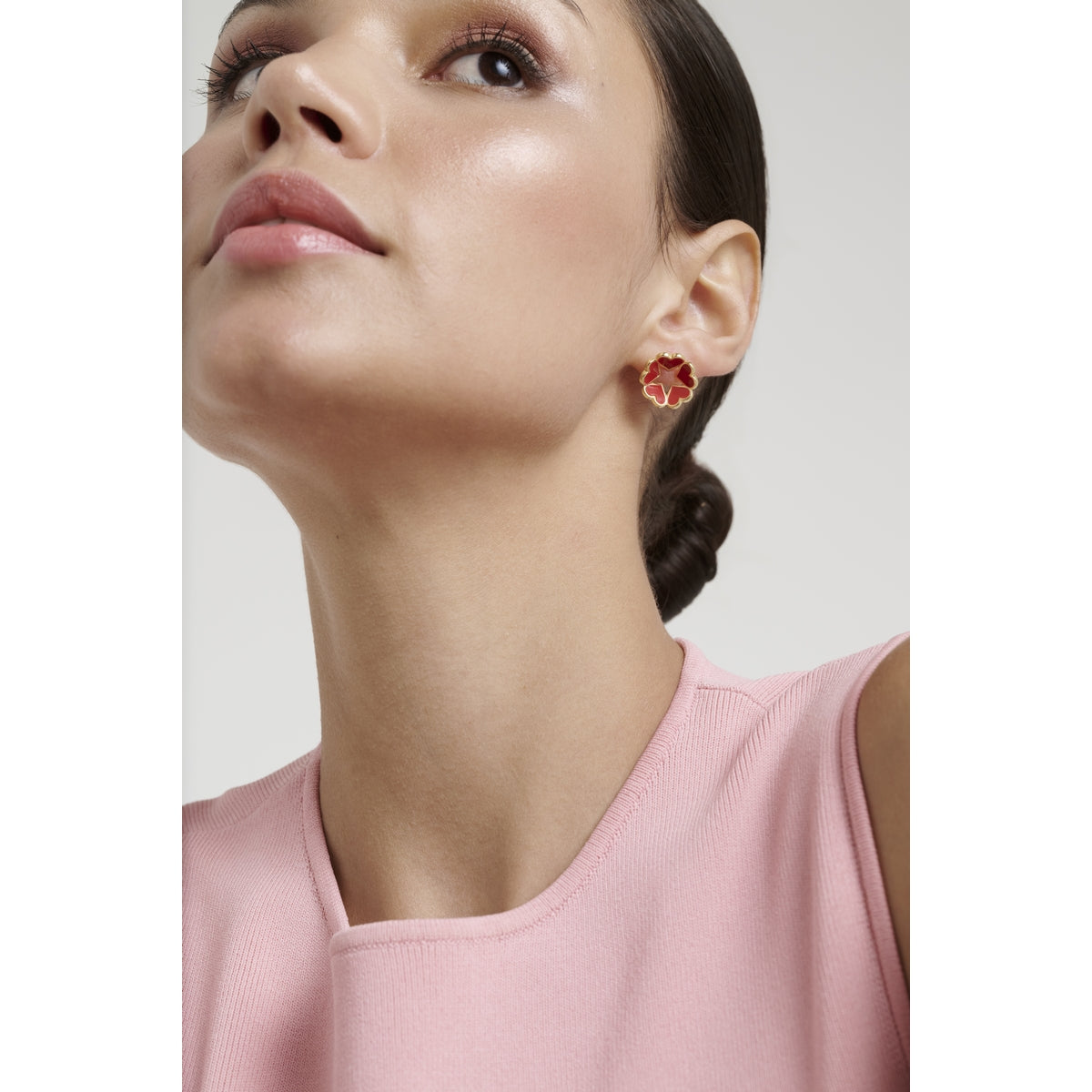Ted Baker Gold Hollie Enamel Heart Star Red Stud Earrings