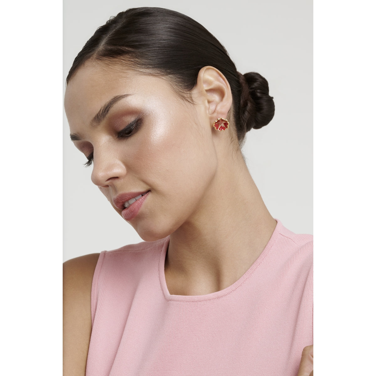 Ted Baker Gold Hollie Enamel Heart Star Red Stud Earrings