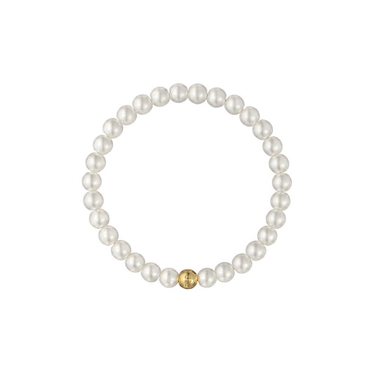 Ted Baker Gold Lorena Logo Bead Pearl Stretch Bracelet