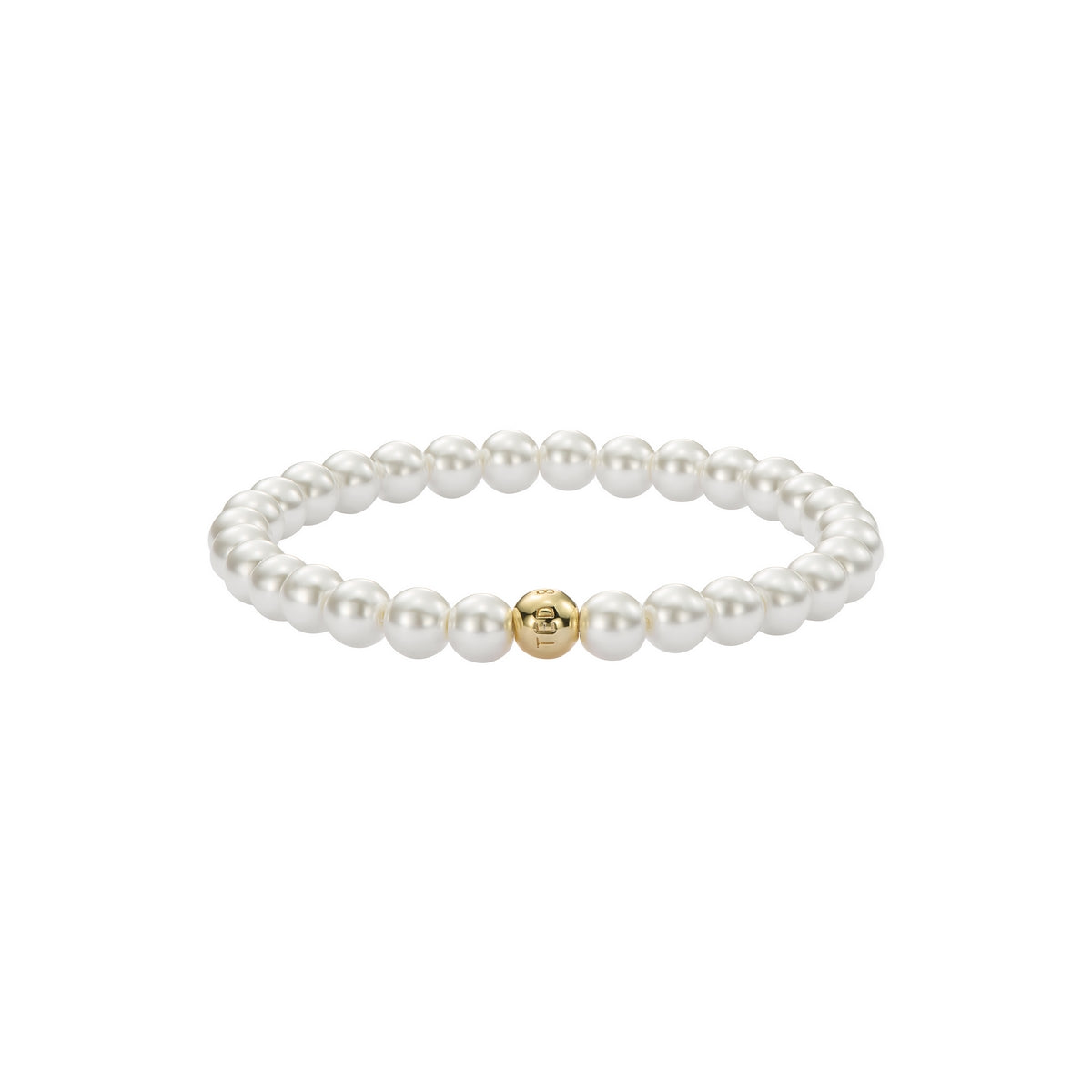 Ted Baker Gold Lorena Logo Bead Pearl Stretch Bracelet