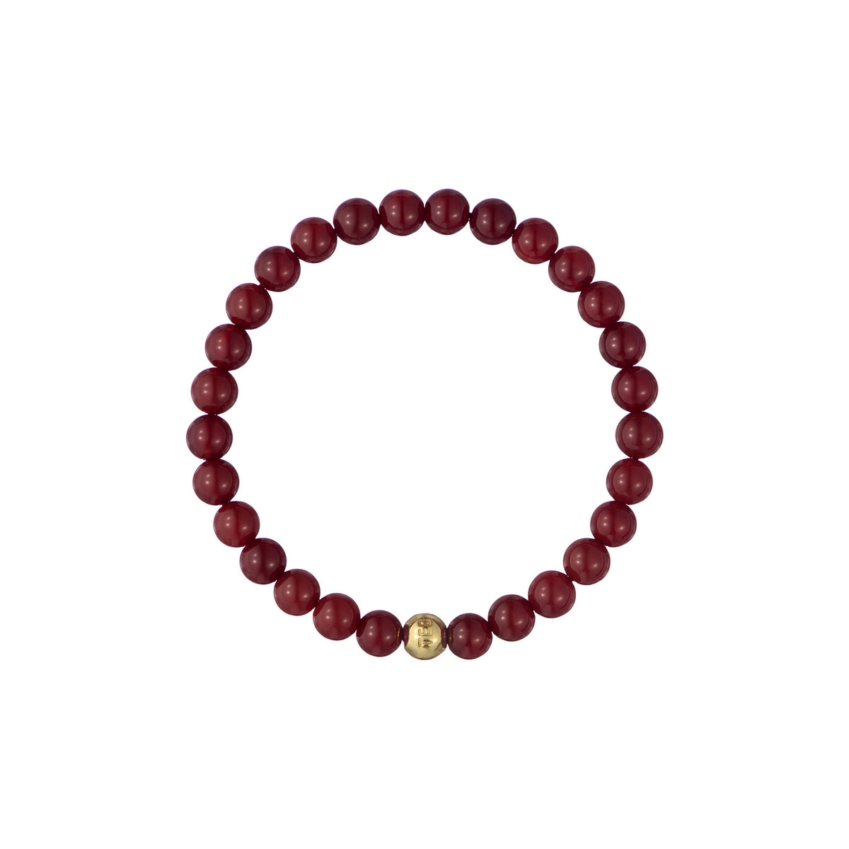 Ted Baker Gold Lorena Logo Bead Garnet Stretch Bracelet