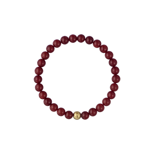 Ted Baker Gold Lorena Logo Bead Garnet Stretch Bracelet