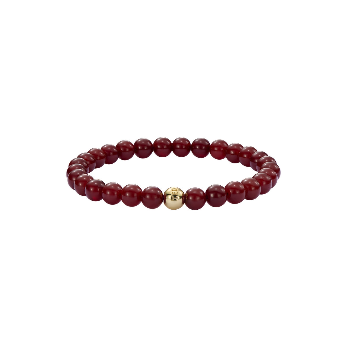 Ted Baker Gold Lorena Logo Bead Garnet Stretch Bracelet