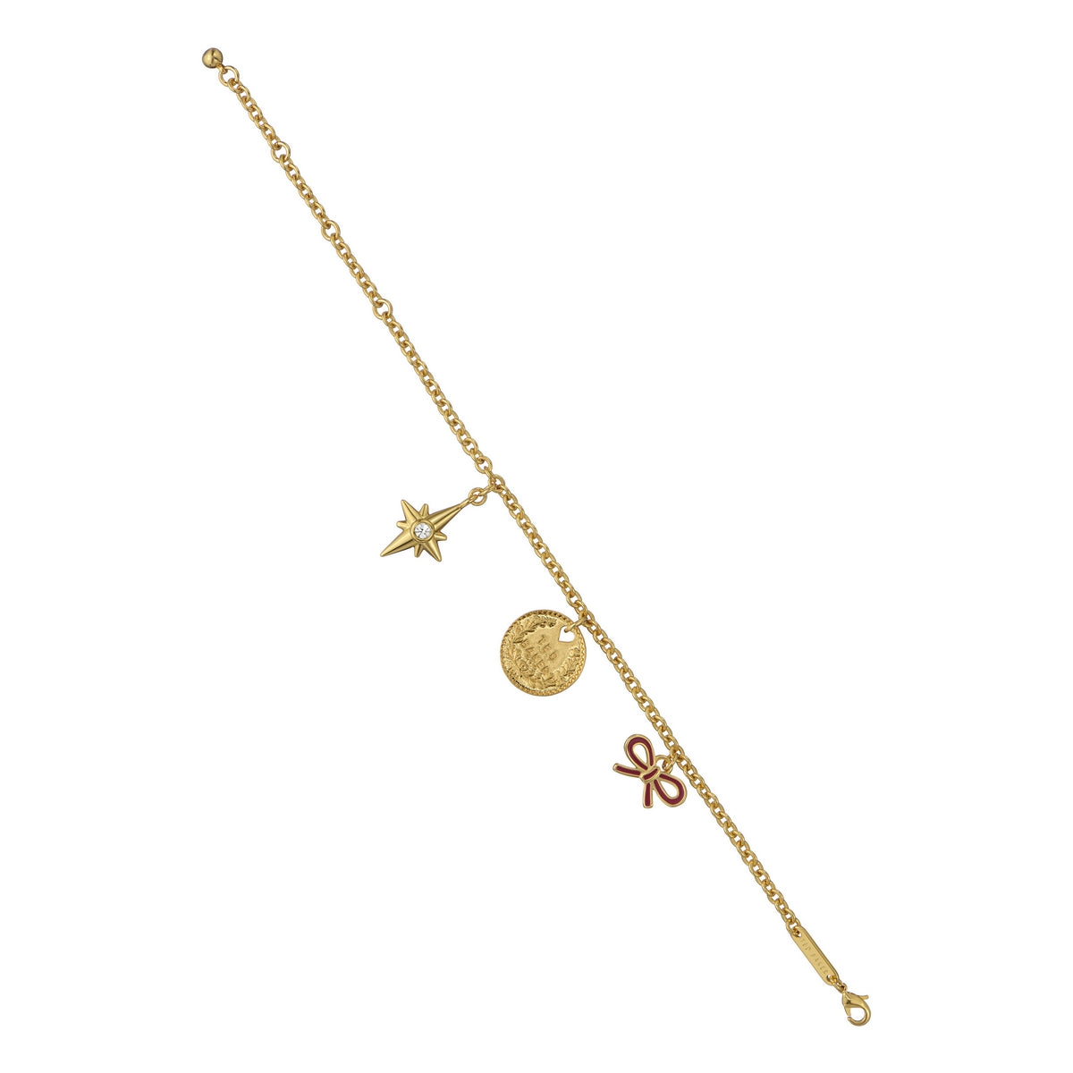 Ted Baker Gold Siobhan Multi Charm Crystal Plum Bracelet