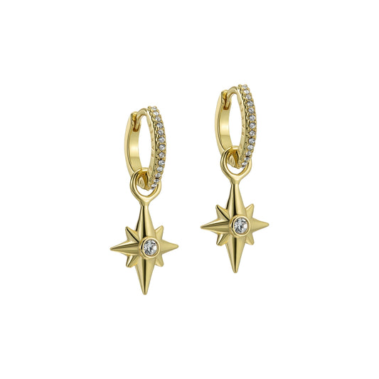 Ted Baker Gold Sina Star Charm Crystal Huggie Earrings