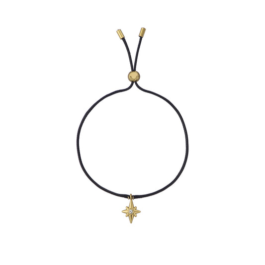 Ted Baker Gold Soul Star Charm Black Crystal Slider Bracelet