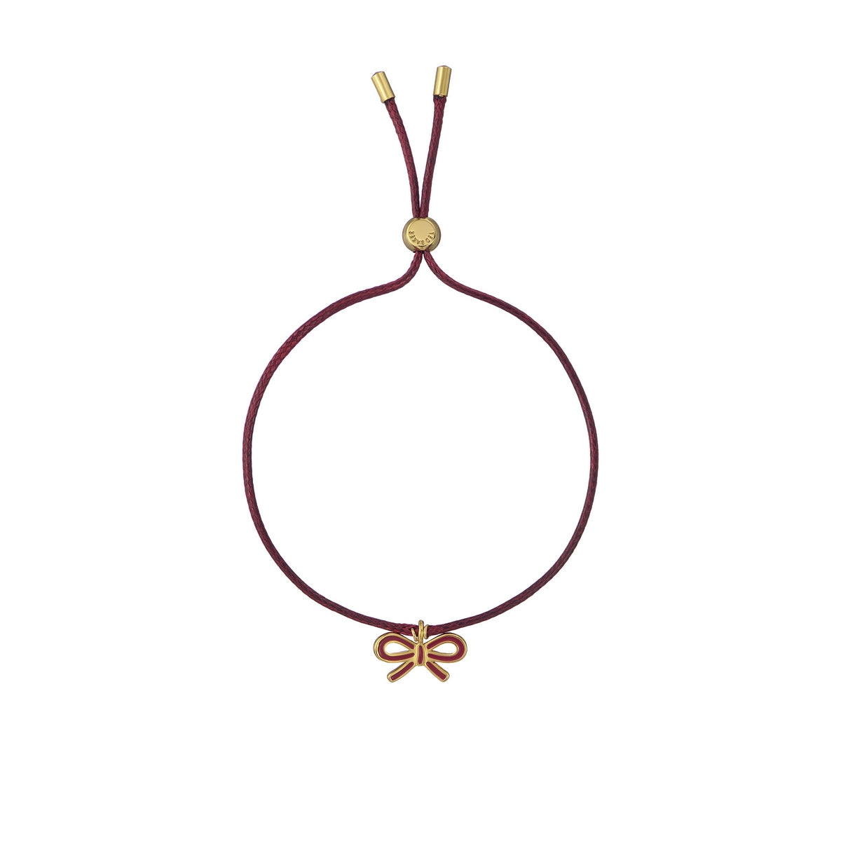 Ted Baker Gold Ruby Enamel Ribbon Bow Cord Slider Bracelet