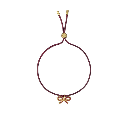 Ted Baker Gold Ruby Enamel Ribbon Bow Cord Slider Bracelet