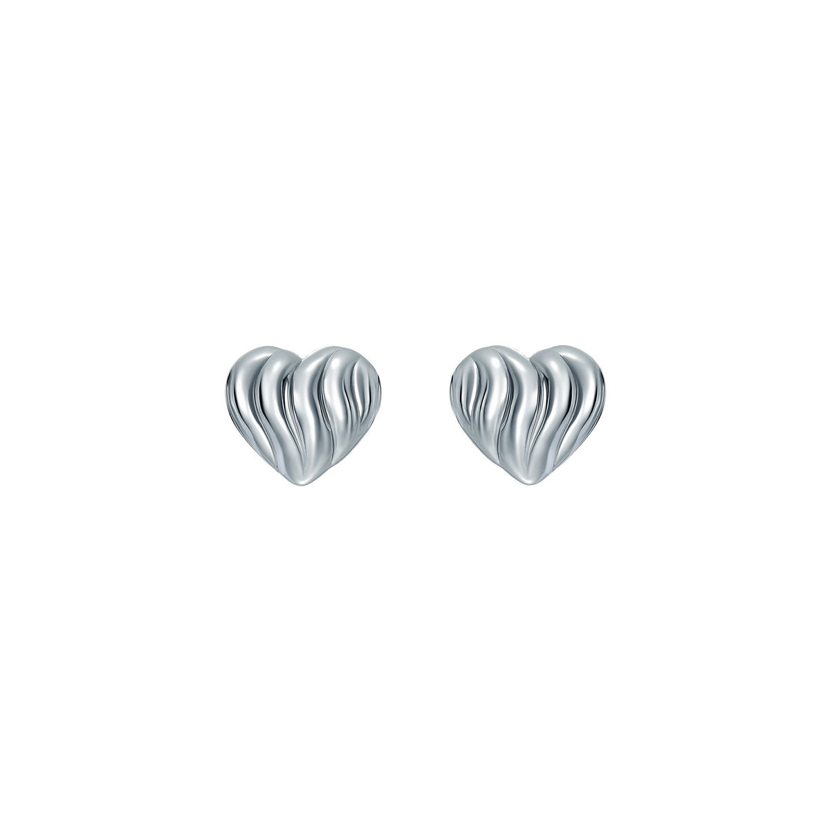 Ted Baker Silver Rosalind Ripple Heart Stud Earrings