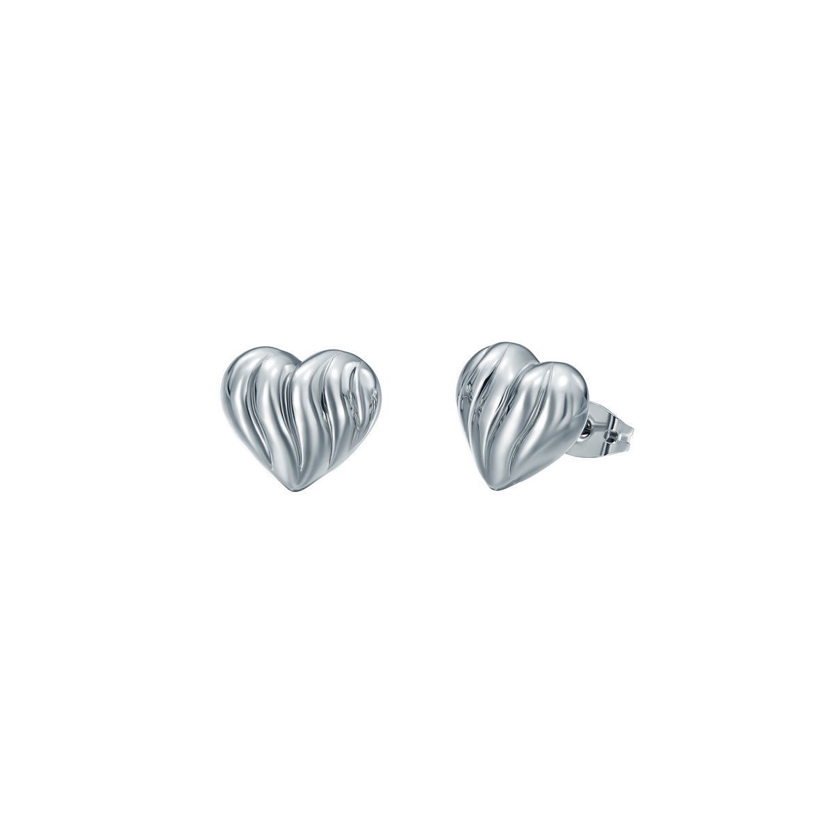 Ted Baker Silver Rosalind Ripple Heart Stud Earrings