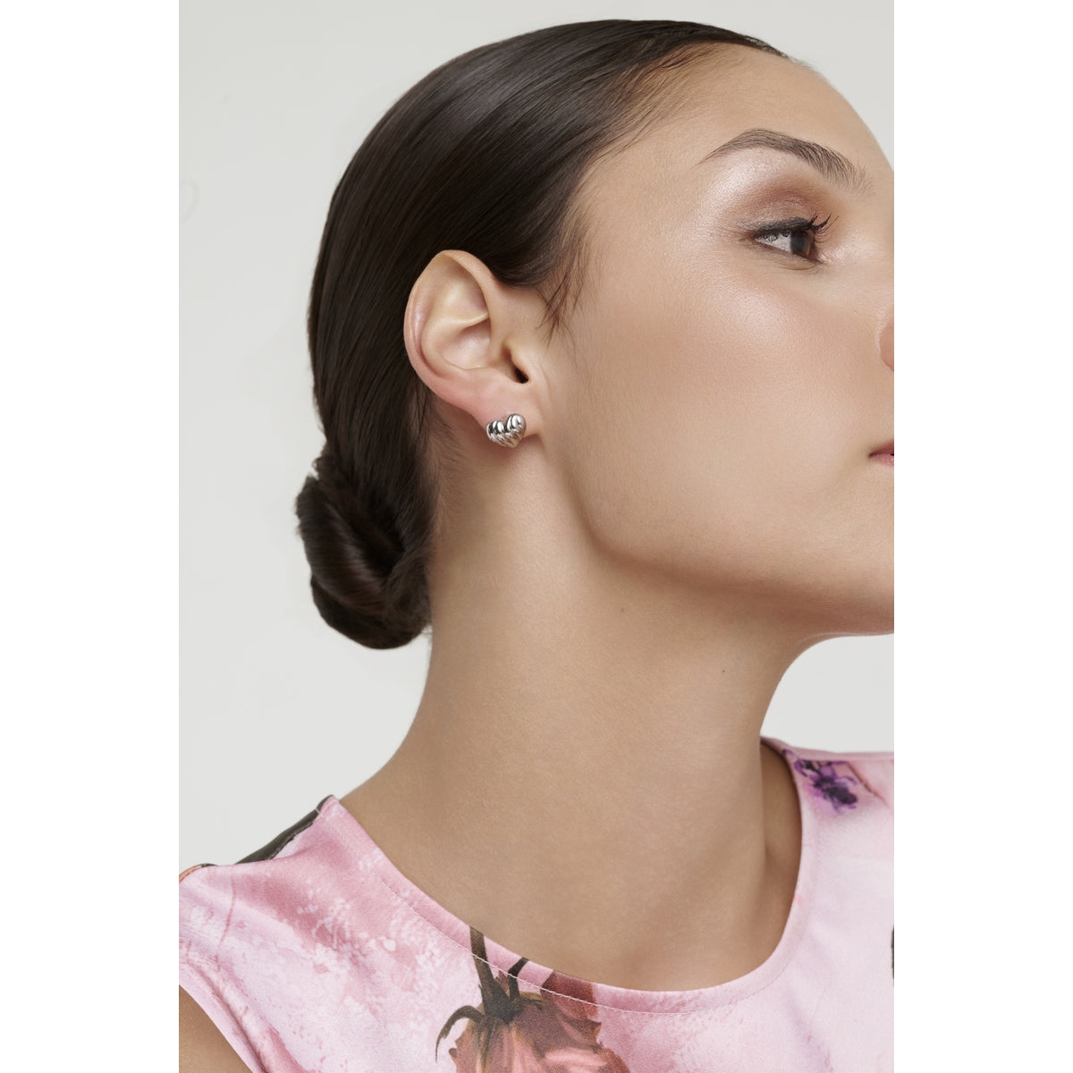 Ted Baker Silver Rosalind Ripple Heart Stud Earrings