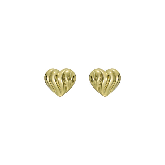 Ted Baker Gold Rosalind Ripple Heart Stud Earrings