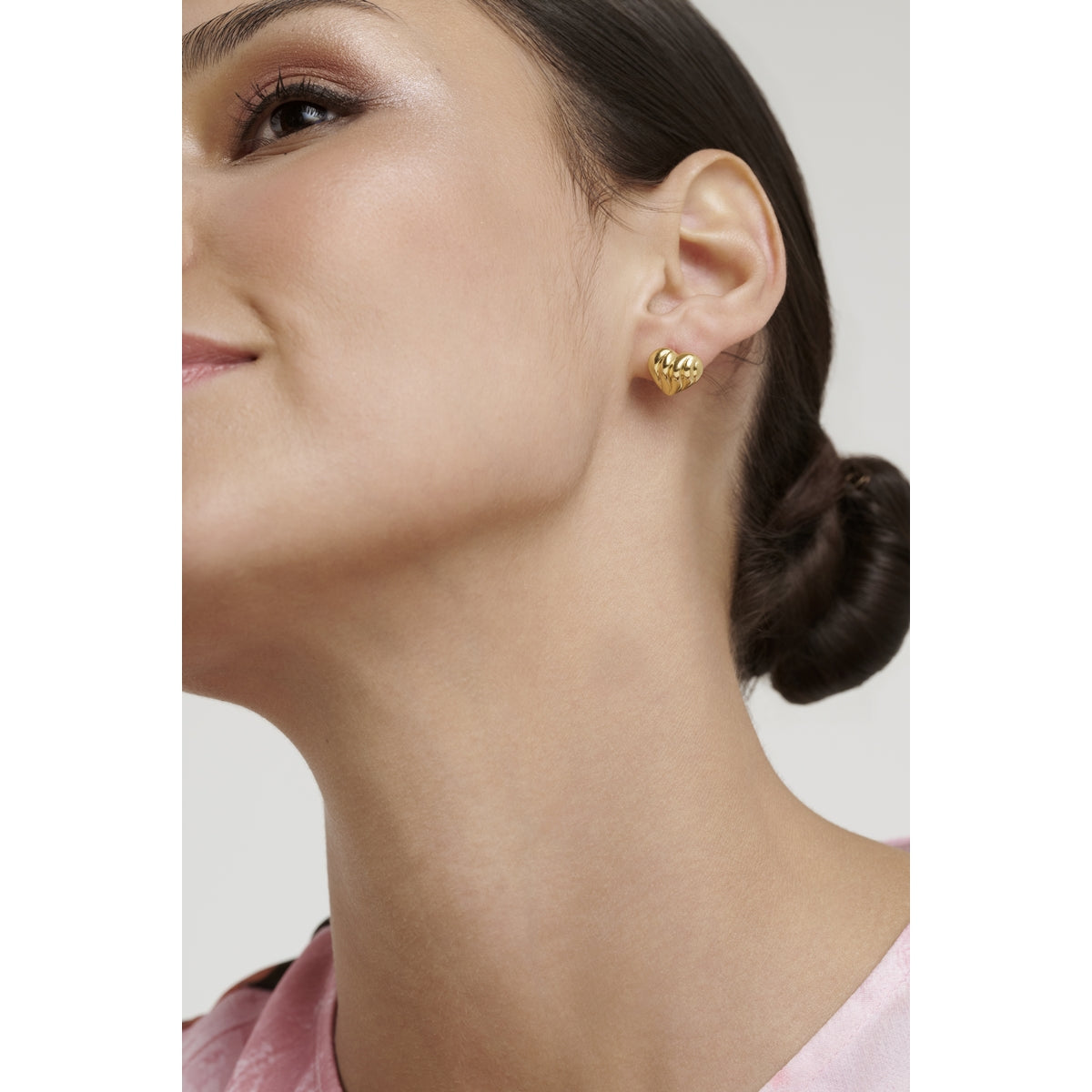 Ted Baker Gold Rosalind Ripple Heart Stud Earrings