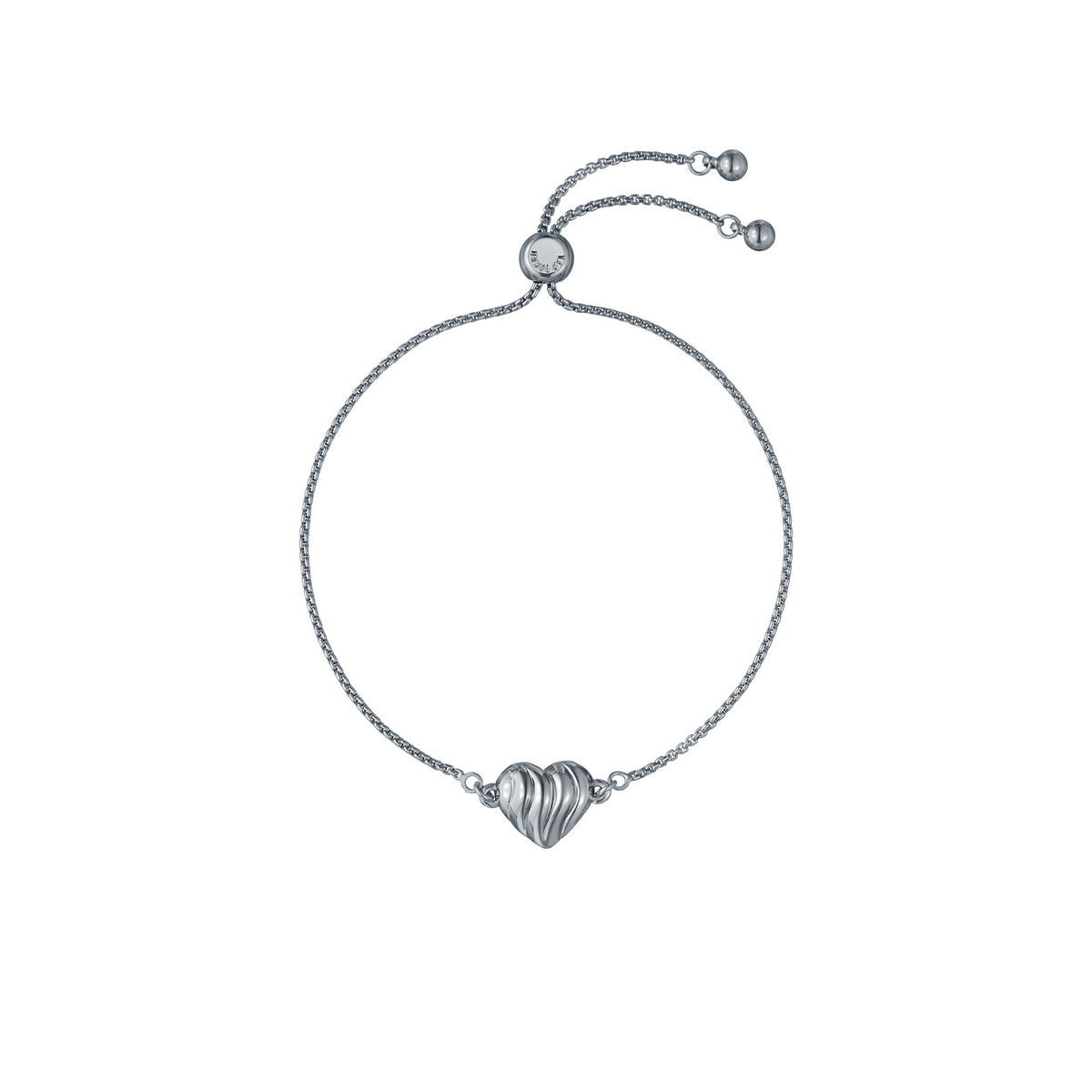 Ted Baker Silver Regina Ripple Heart Slider Bracelet