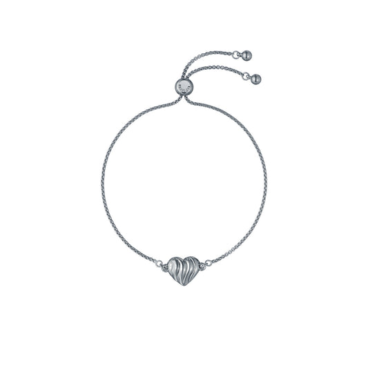 Ted Baker Silver Regina Ripple Heart Slider Bracelet